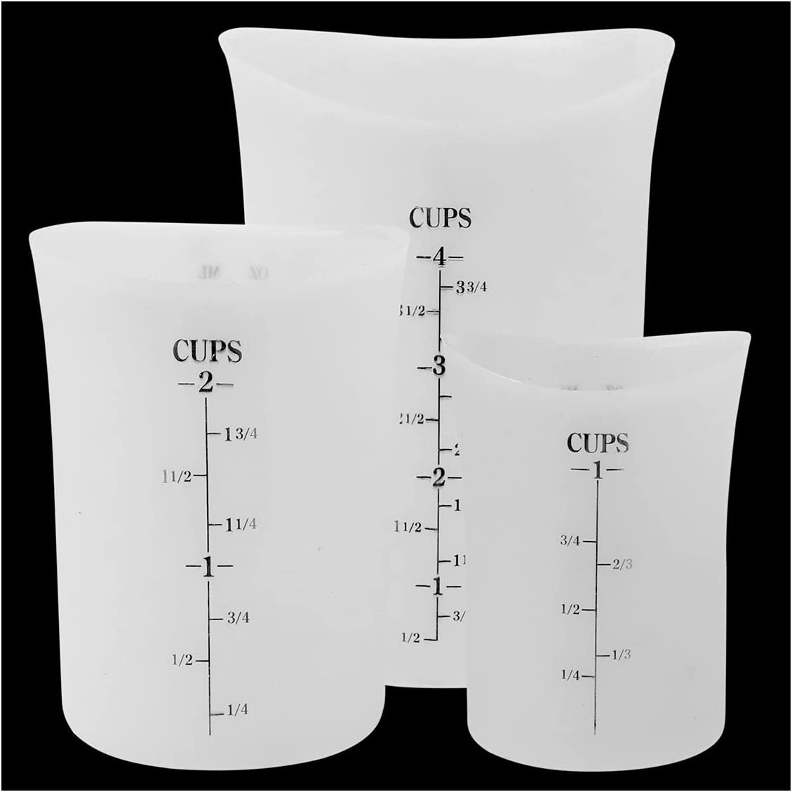 Szxc Silicone Flexible Nestable Measuring Cups Set for Epoxy Resin -  - Chocolate - 4 Cup + 2 Cup + 1 Cup - Melt Stir Squeeze
