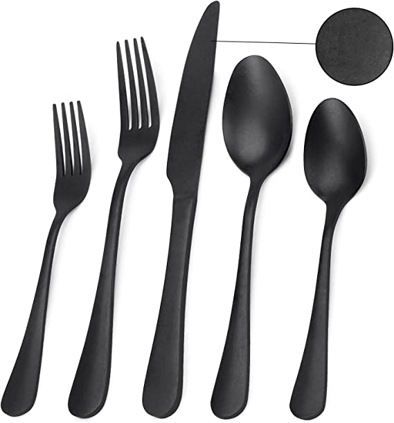 Black Silverware Set -  - Kitchen Utensil Set Service for 4