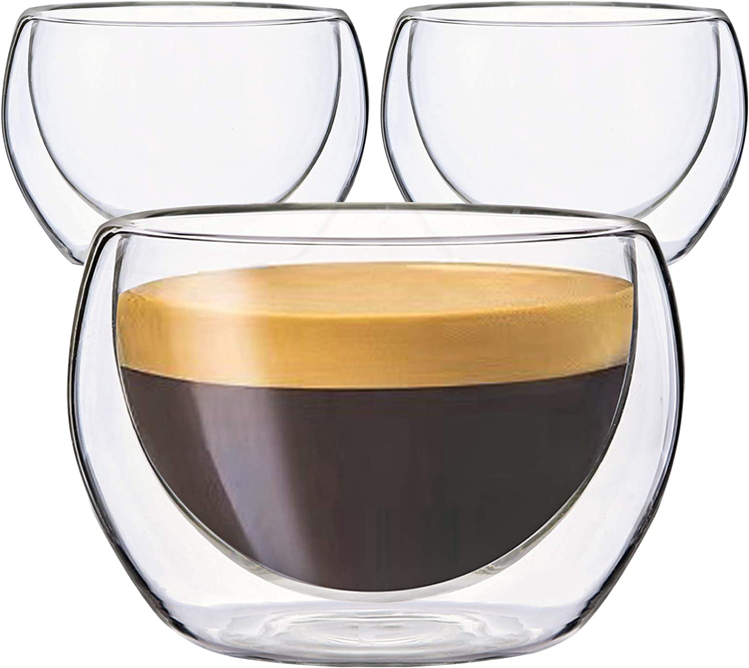 Youngever 3 Pack Espresso Cups -  - Glass Coffee Cups