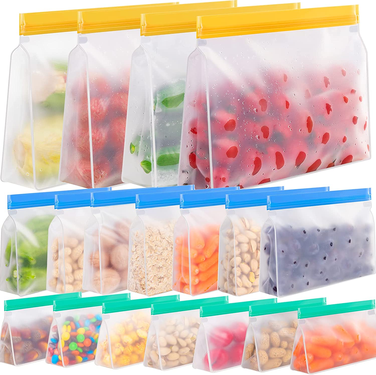 Reusable Storage Bags Stand Up -  - Reusable Freezer Lunch Bags