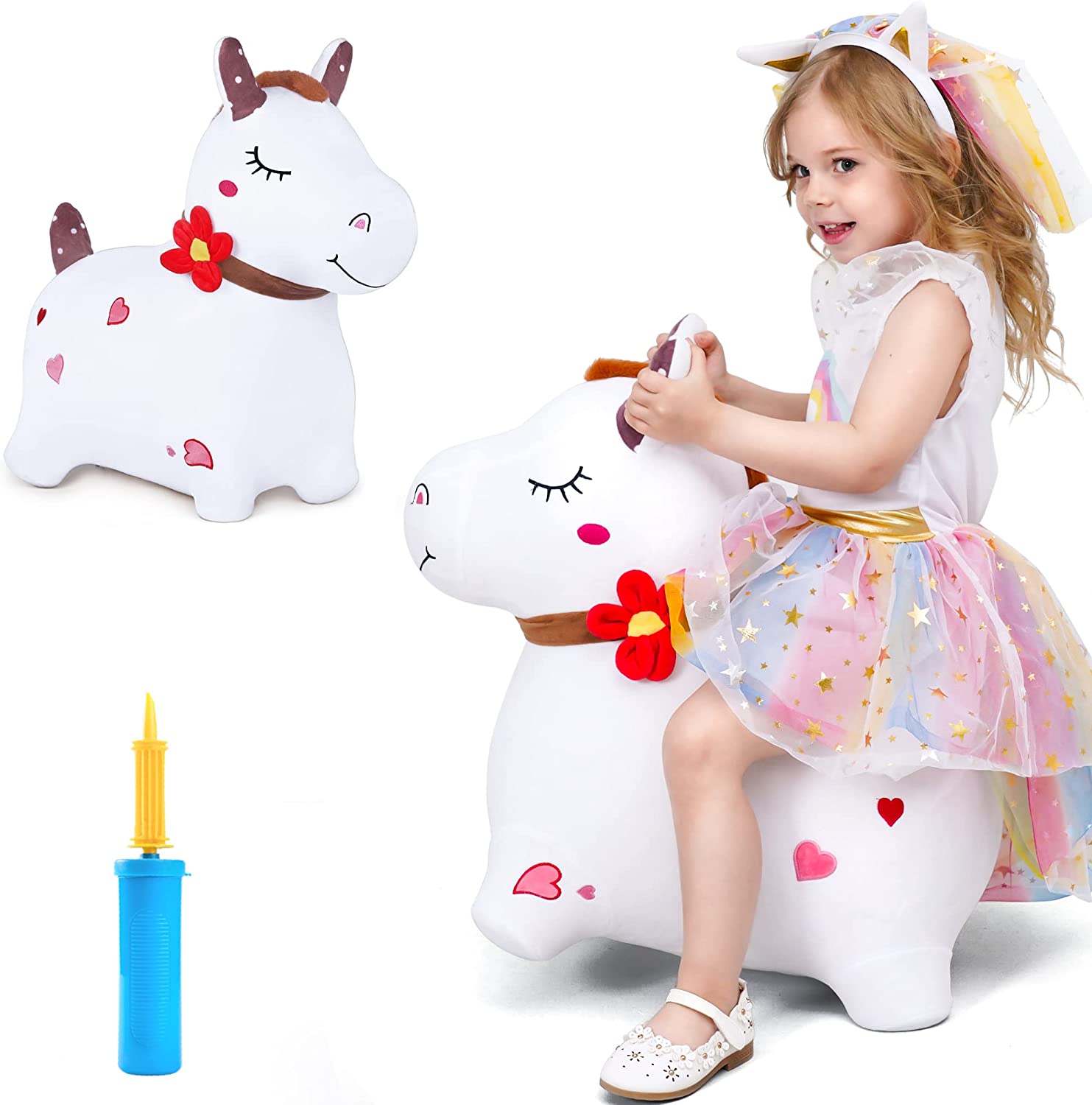 iPlay -  - Inflatable Bouncing Animal Hopper Toy W/ Pump