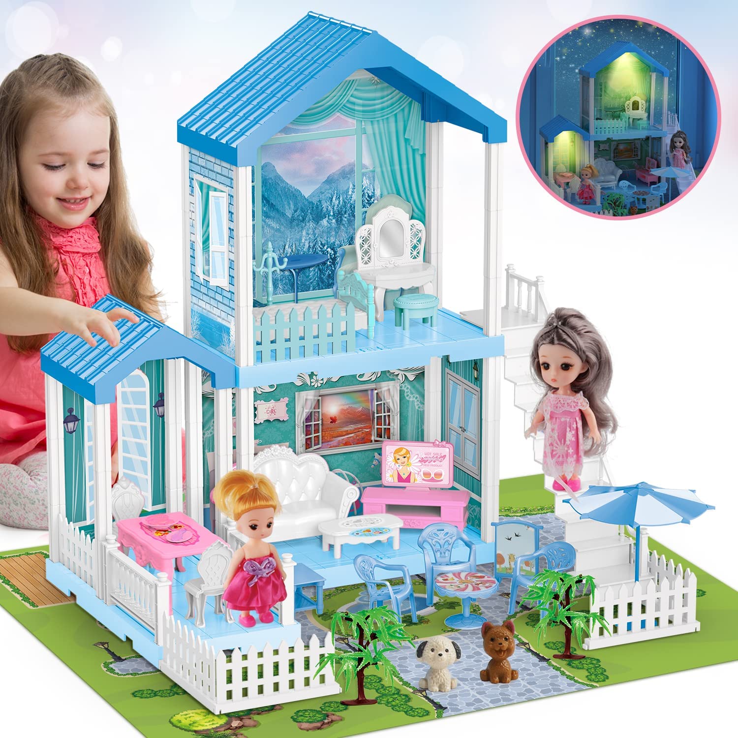 TOY Life Dollhouse - Doll House 4-5 Year Old with Lights - Toddler Girls Doll House 3-5 Year Old 20