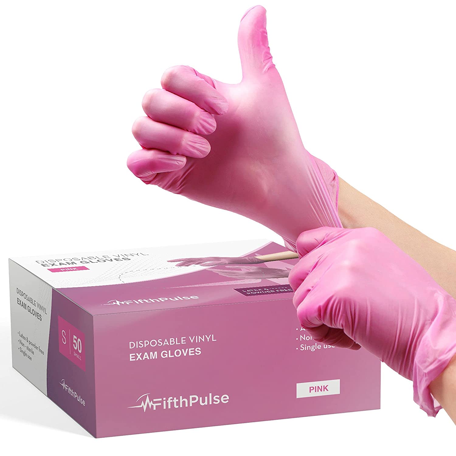 Pink Vinyl Disposable Gloves Small 50 Pack - Latex Free -  - Home