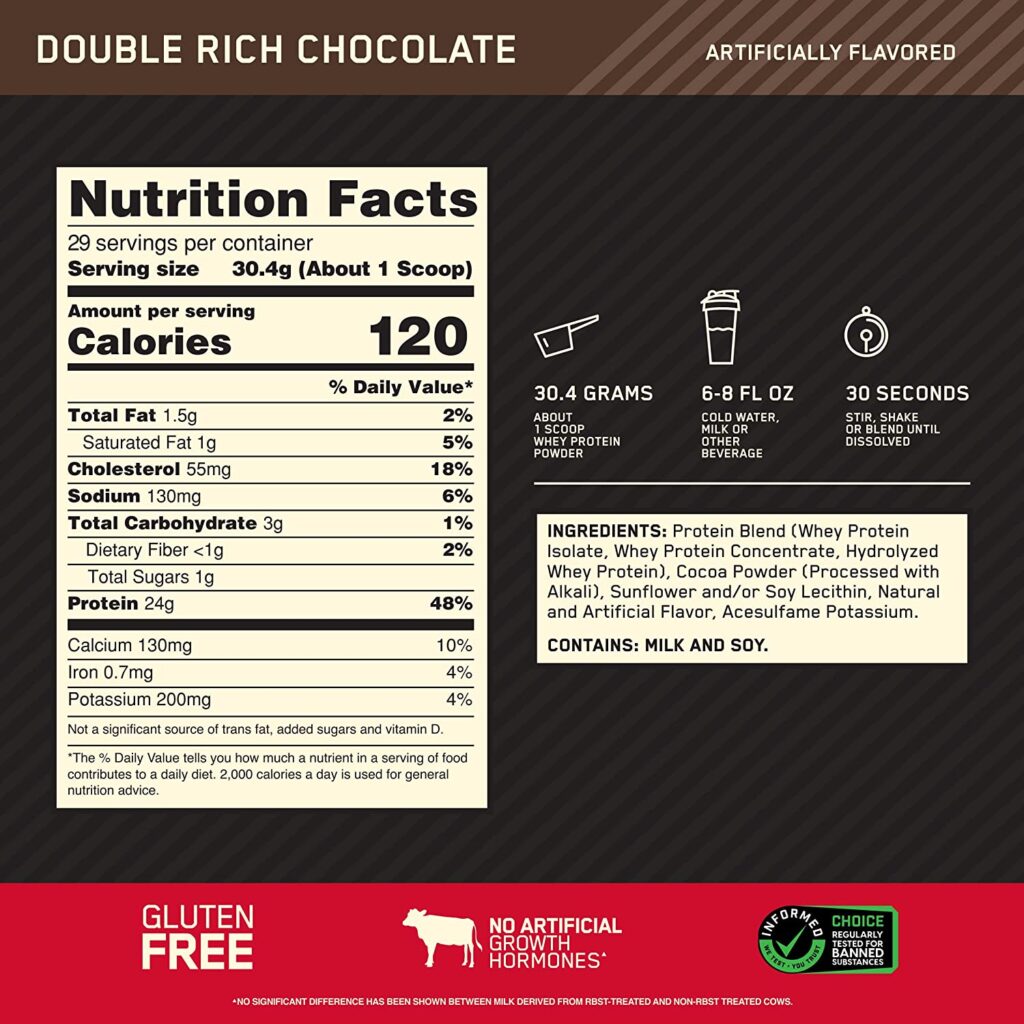 double rich chocolate optimum nutrition protein powder