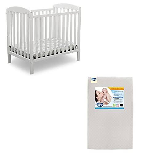 Delta Children Emery Mini Convertible Baby Crib & Twinkle Stars 3-Inch Waterproof Mini Crib Mattress