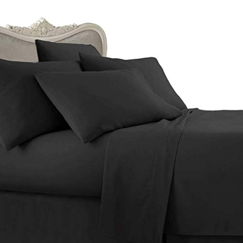 Reliable Textiles Extra Deep Pocket Sheets Fits Mattress 18 up to 24 Inch Black Solid California King 