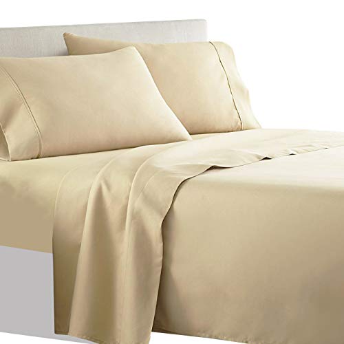 Royal Tradition Solid 340 Thread Count Pure Cotton Top Split California King Bed Sheets 