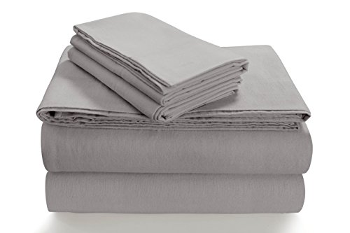 Tribeca Living SOLFL170SSQUSG Solid 5-Ounce Flannel Extra Deep Pocket Sheet Set Queen Silver Grey