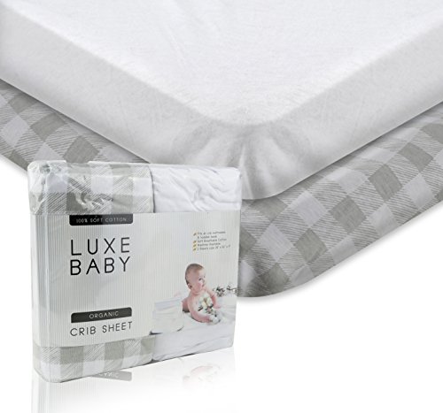 Fitted Crib Sheet Set. Luxe Baby Crib Sheets Girl and Boy. Grey Design Crib Sheets in Ultra Soft Cotton