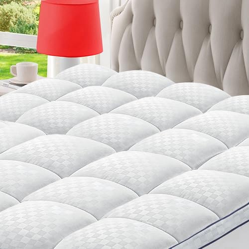 BedLuxury RV King Mattress Topper Extra Thick Mattress Pad Quilted Pillow Top Plush Soft