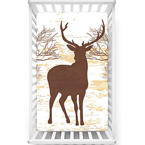 Deer Hunting Themed Fitted Crib Sheet,Standard Crib Mattress Fitted Sheet Ultra Soft Material-Baby Sheet