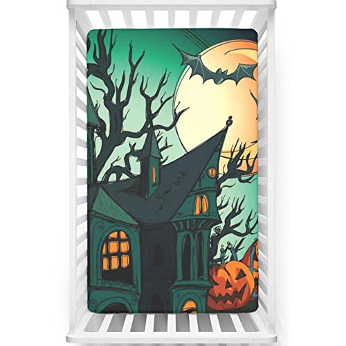 Halloween Themed Fitted Crib Sheet,Standard Crib Mattress Fitted Sheet Ultra Soft Material -Baby Sheet