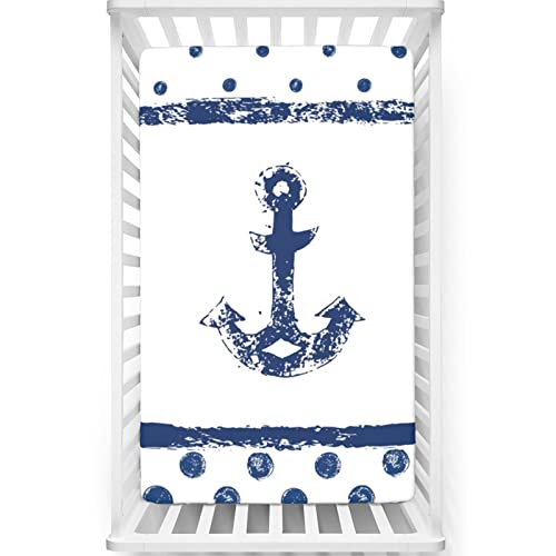 Anchor Themed Fitted Crib Sheet,Standard Crib Mattress Fitted Sheet Soft and Breathable Bed Sheets 