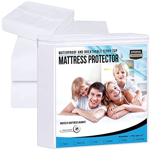Utopia Bedding Premium Waterproof Terry Mattress Protector