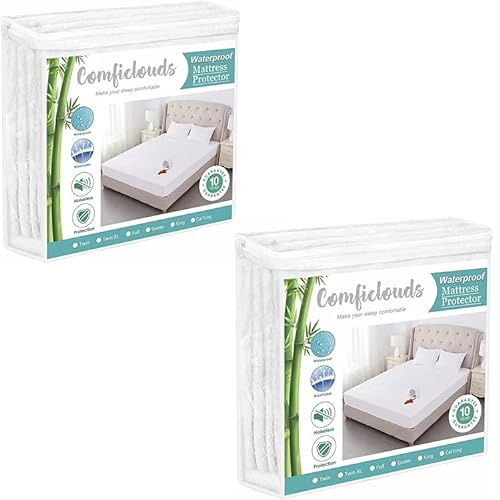 Queen Mattress Protector & King Size Cooling Waterproof Mattress Protector Pad Cover,Bamboo Terry Top Breathable Fitted Sheet Style Deep Pocket-Noiseless,Vinyl,PVC Free,Matressprotector King