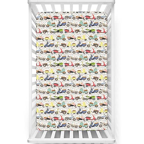 Motorcycle Themed Fitted Crib Sheet,Toddler Bed Mattress Sheets 
