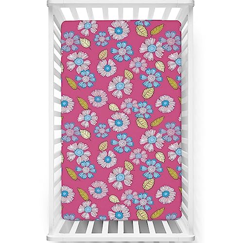 Floral Themed Fitted Crib Sheet,Standard Crib Mattress Fitted Sheet Ultra Soft Material 