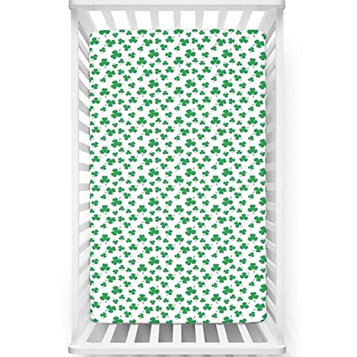 Shamrock Themed Fitted Crib Sheet,Standard Crib Mattress Fitted Sheet Soft Toddler Mattress Sheet Fitted-Great