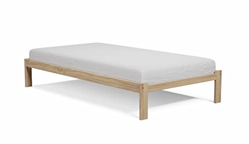 Wooden Platform Bed Solid Pine Wood Twin Size Bed Unfinished