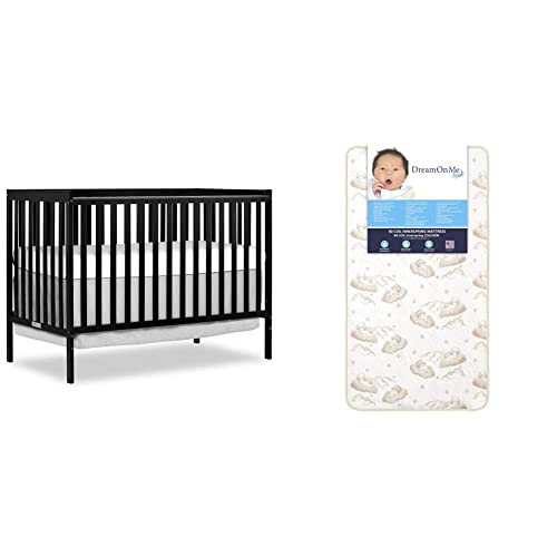 Dream On Me Synergy 5-in-1 Convertible Crib in Black & 2-in-1 Breathable Twilight 5