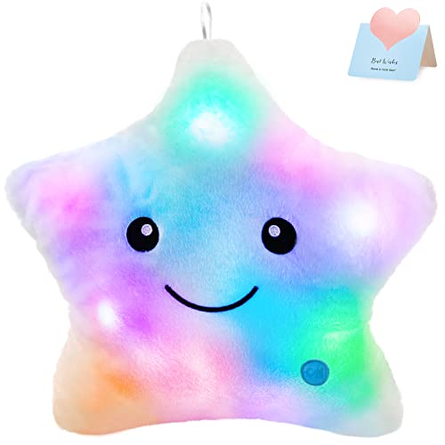 WEWILL 13'' Creative Twinkle Star Glowing LED Night Light Plush Pillows Light up Stuffed Animal Toys BIrthday Christmas Holiday Gifts