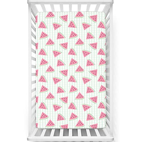 Watermelon Themed Fitted Crib Sheet,Standard Crib Mattress Fitted Sheet Ultra Soft Material-Great