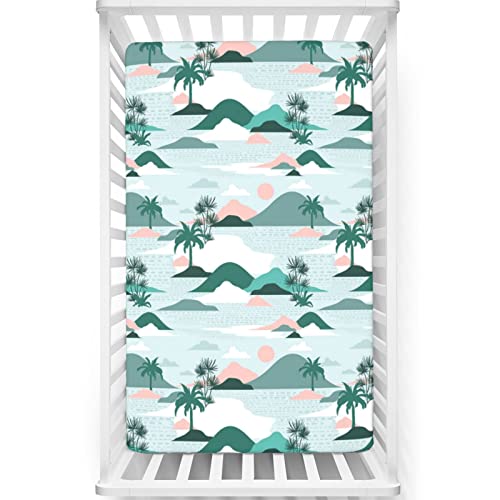 Hawaii Themed Fitted Crib Sheet,Soft Toddler Mattress Sheet Fitted 