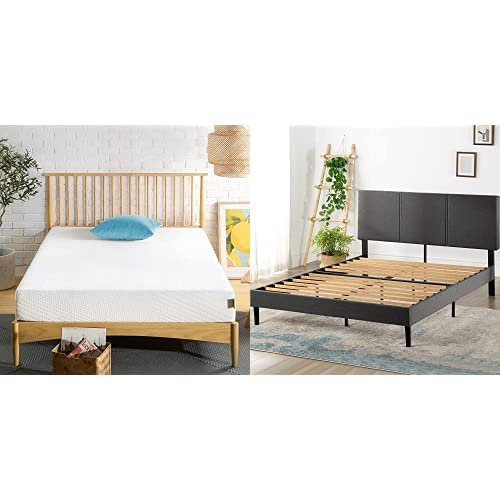 ZINUS 8 Inch Green Tea Essential Memory Foam Mattress and Cambril Upholstered Platform Bed Frame