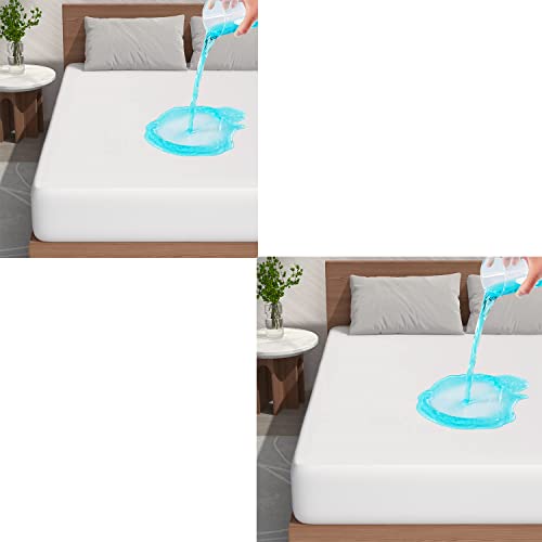 2 Pack Twin&Twin Size Cooling Bamboo Waterproof Mattress Protector