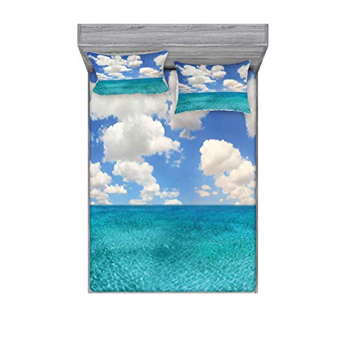 Ambesonne Ocean Fitted Sheet & Pillow Sham Set Dreamy Skyline