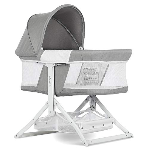 Dream On Me 2-in-1 Convertible Insta Fold Bassinet and Cradle in Light Gray