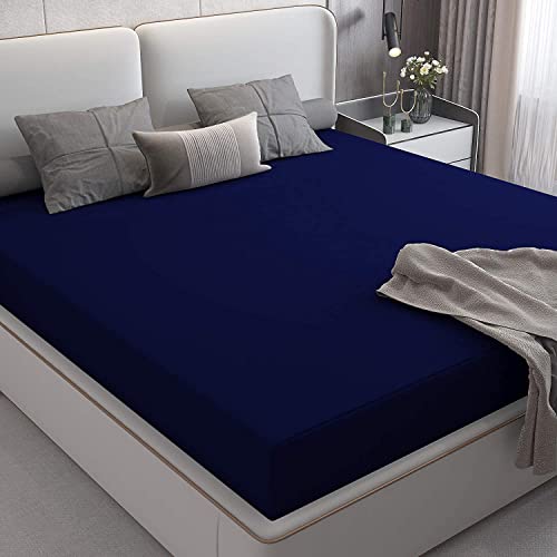 Brantiq Cotton Terry Ultra Soft Waterproof Mattress Protector Elastic Fitted Double Bed Size 72 * 78 * 12 Inch 