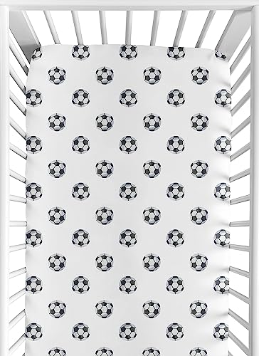 Sweet Jojo Designs Black and White Soccer Ball Boy Baby Fitted Crib Sheet