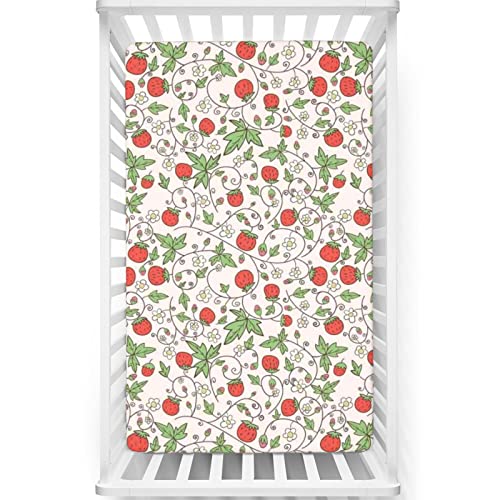 Strawberry Themed Fitted Crib Sheet,Standard Crib Mattress Fitted Sheet Soft & Stretchy Fitted Crib Sheet-Baby Sheet