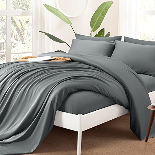 Shilucheng Cool 6PC 100% Bamboo_ Queen Size Bed Sheets Set 1800 Thread Count 16 Inch Deep Pockets Eco Friendly Soft Comforterble Wrinkle Fade and Hypoallergenic 