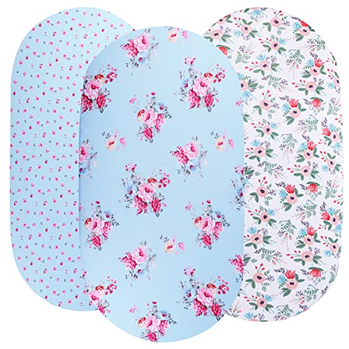 Floral Bassinet Sheet Set 3 Pack Jersey Knit Ultra Soft Stretchy Compatible