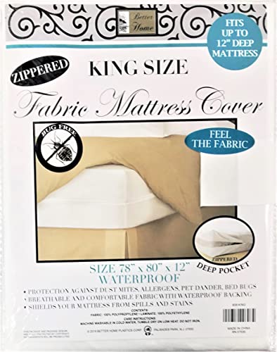 Better Home Fabric Mattress Cover Zippered Waterproof and Dust Protector 12