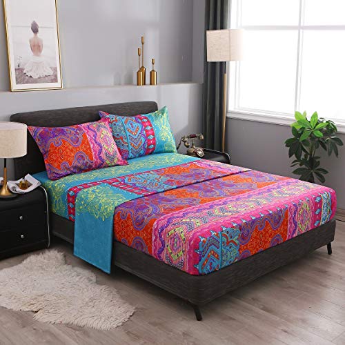 Pangzi Bohemian Retro Bedding Sheet Set,Boho -1 Fitted Sheet