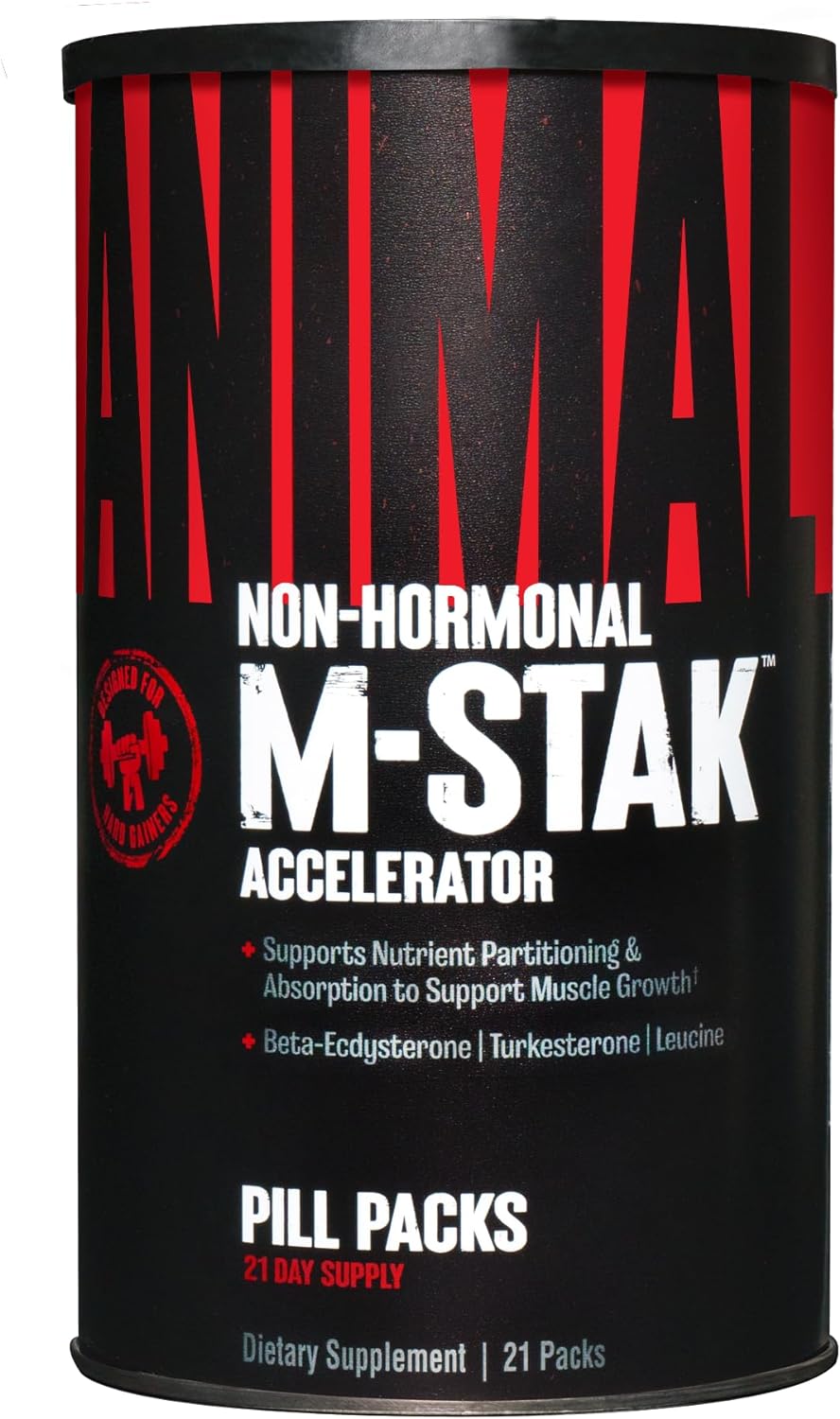 Animal M-Stak - Non-Hormonal Hard Gainers Muscle Building Stack with Energy Complex - 21 Count